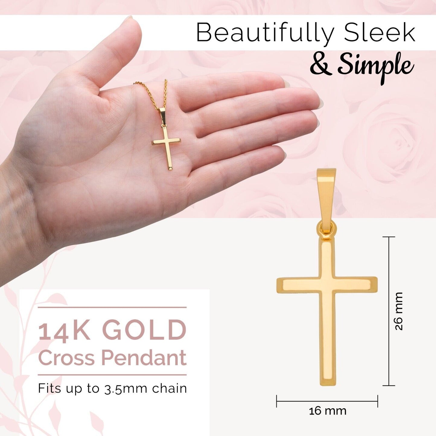 14k Gold Cross Pendant, Religious Charms for Women and Men - Multiple Designs