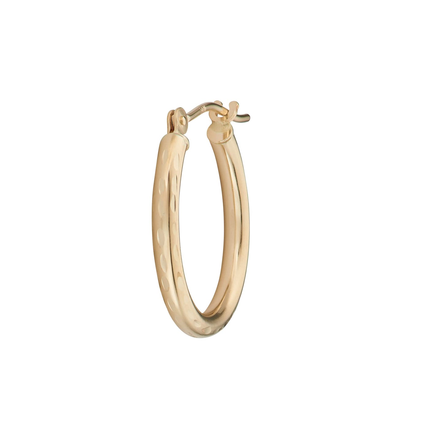14k Gold Hoop Earrings, 2-mm Thick, Hypoallergenic, - Classic Diamond-cut Design