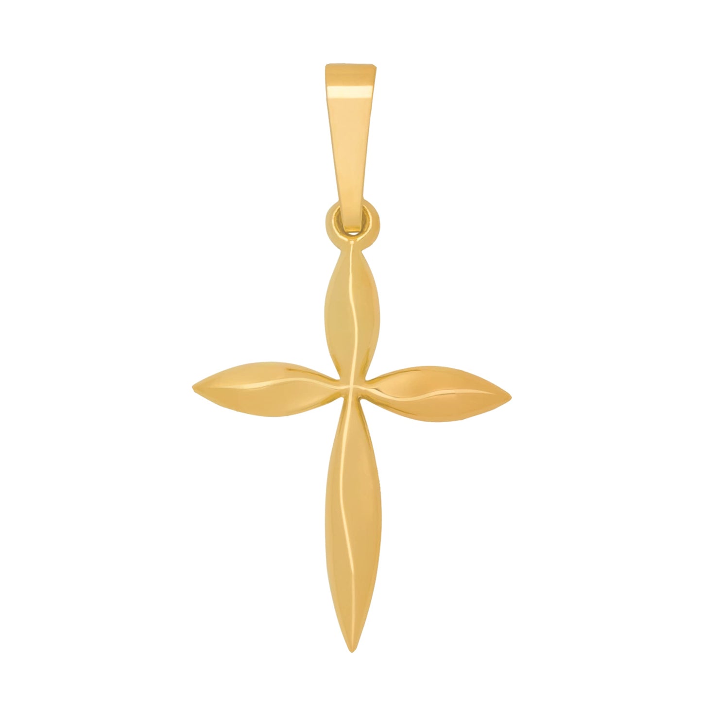 14k Gold Cross Pendant - Angel Design