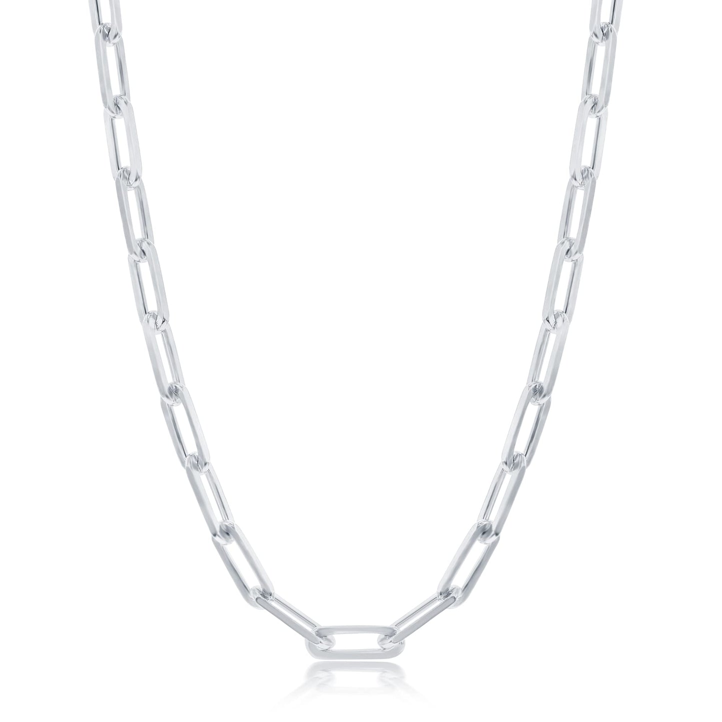 MAZZERI Rhodium Plated 925 Sterling Silver 2.5-3.5mm Paperclip Chain for Men and Women
