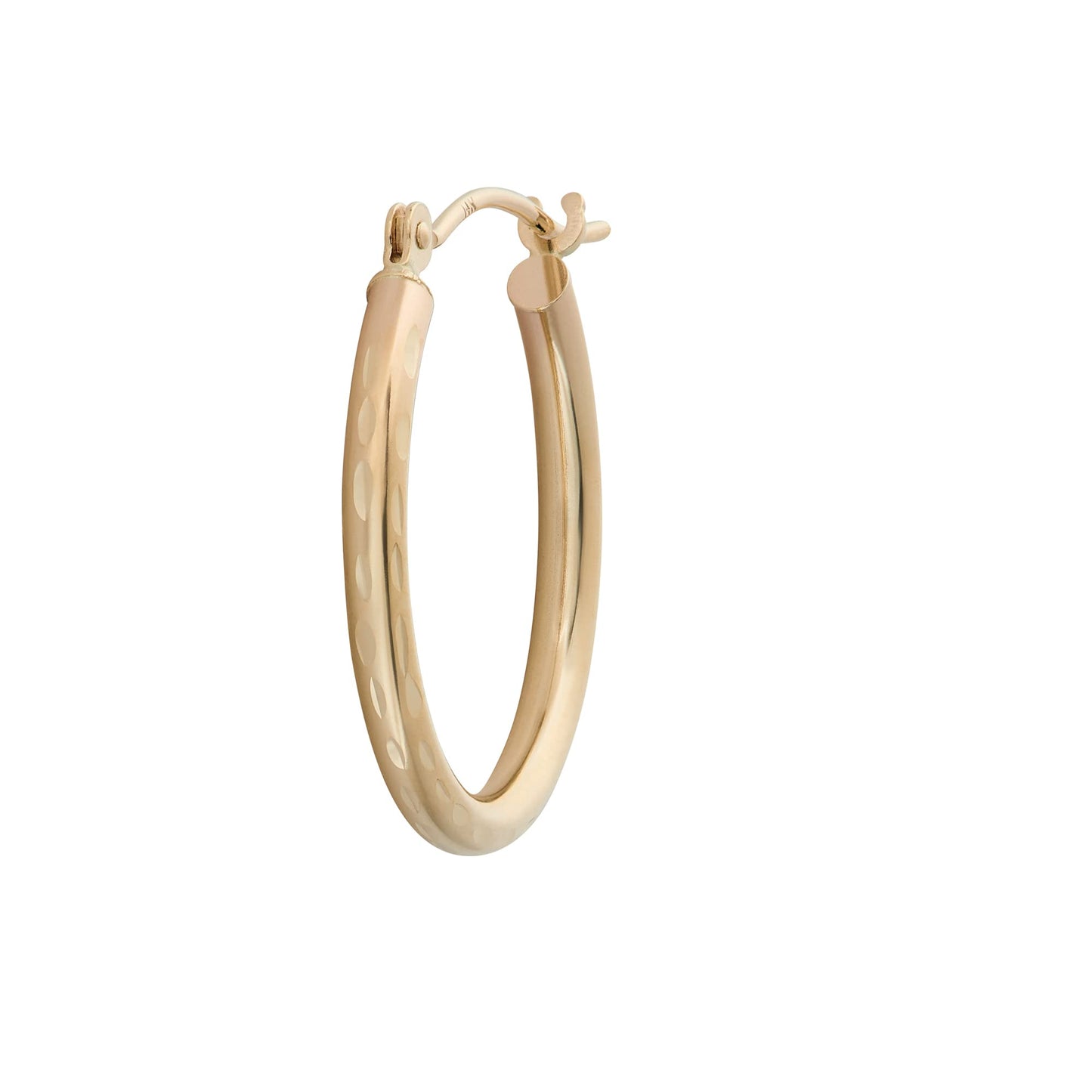 14k Gold Hoop Earrings, 2-mm Thick, Hypoallergenic, - Classic Diamond-cut Design