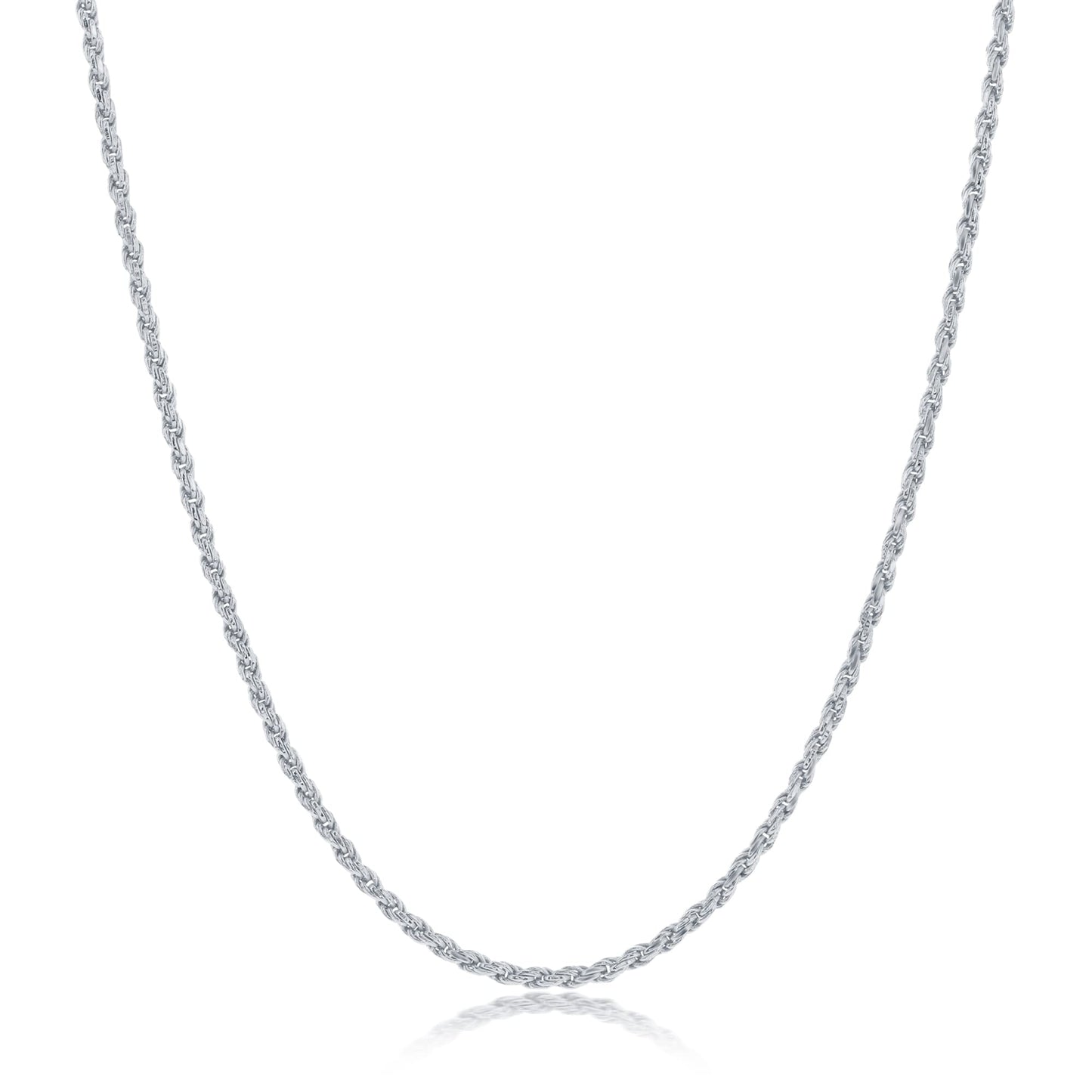 MAZZERI Rhodium Plated 925 Sterling Silver 1.3mm & 1.6mm Italian Rope Chain Necklace 16" - 24"