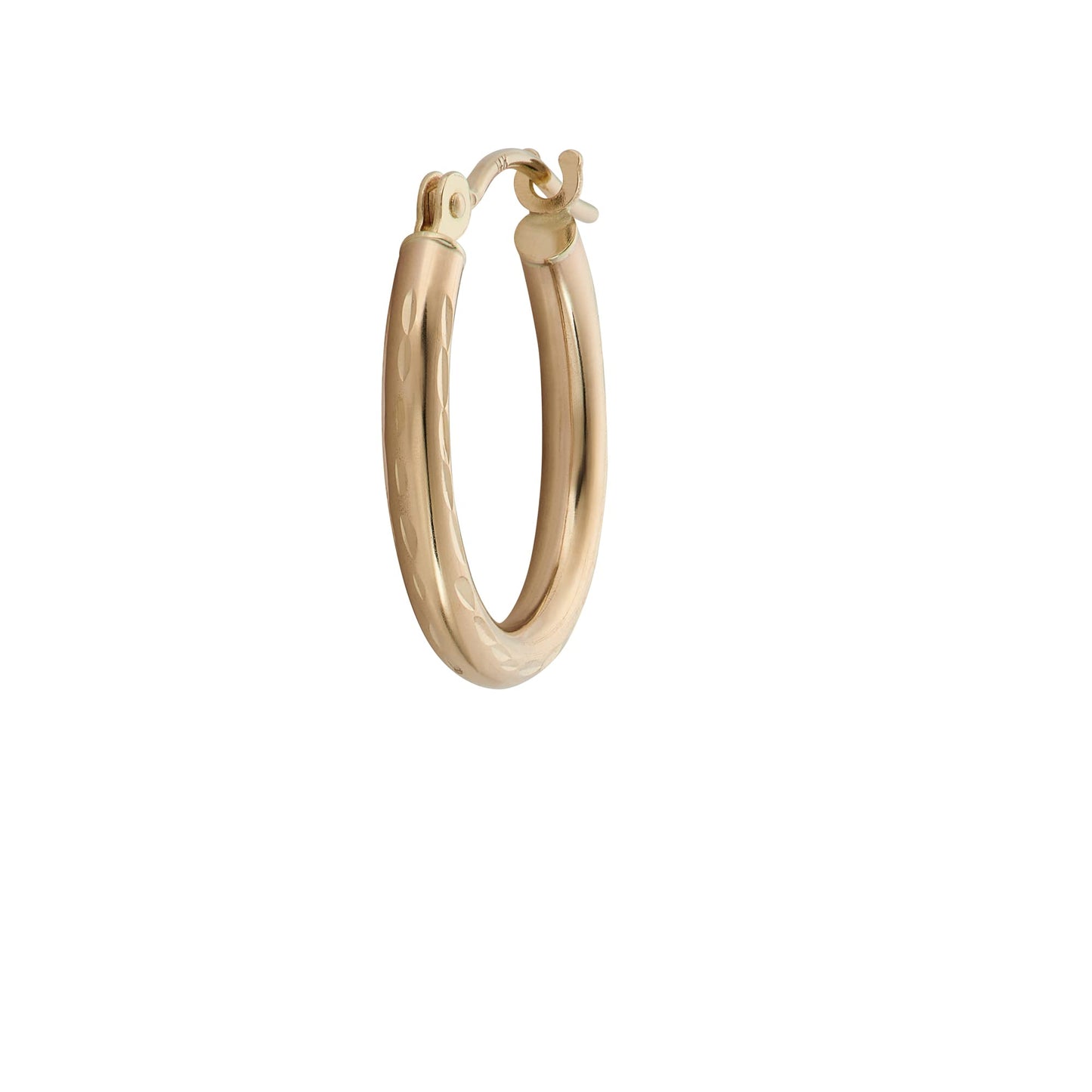 14k Gold Hoop Earrings, 2-mm Thick, Hypoallergenic, - Classic Diamond-cut Design