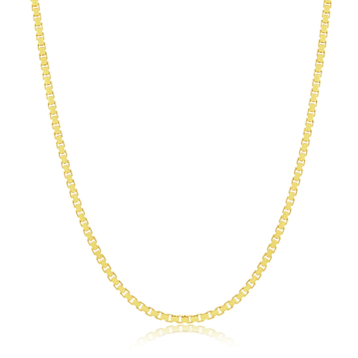 MAZZERI Gold Plated 925 Sterling Silver 1mm & 1.6mm Italian Box Chain Necklace 16" - 24"