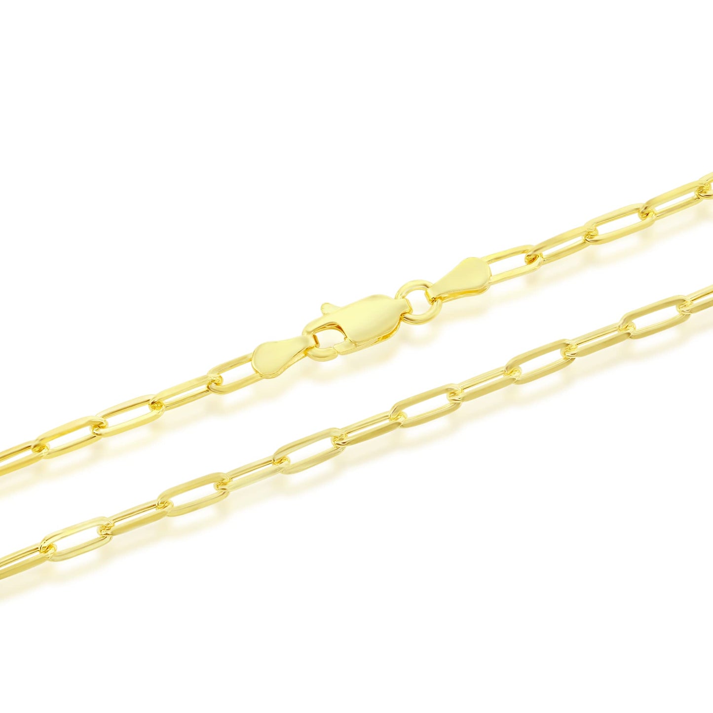 MAZZERI Solid Gold Plated Sterling Silver Italian 2.5 Paperclip Chain Necklace for Men Women, 925 Sterling Silver Made in Italy