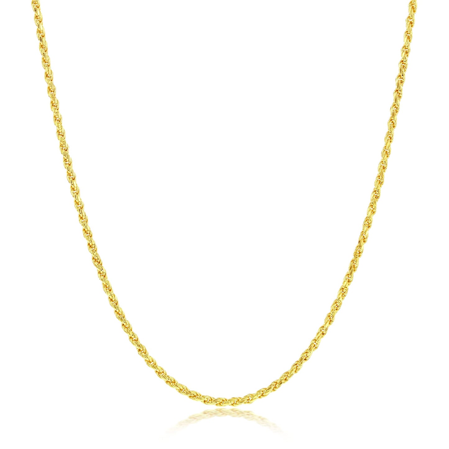 MAZZERI Solid Gold Plated Sterling Silver Italian 1.6mm Diamond-Cut Braided Rope Chain Necklace for Men Women, 925 Sterling Silver Made in Italy
