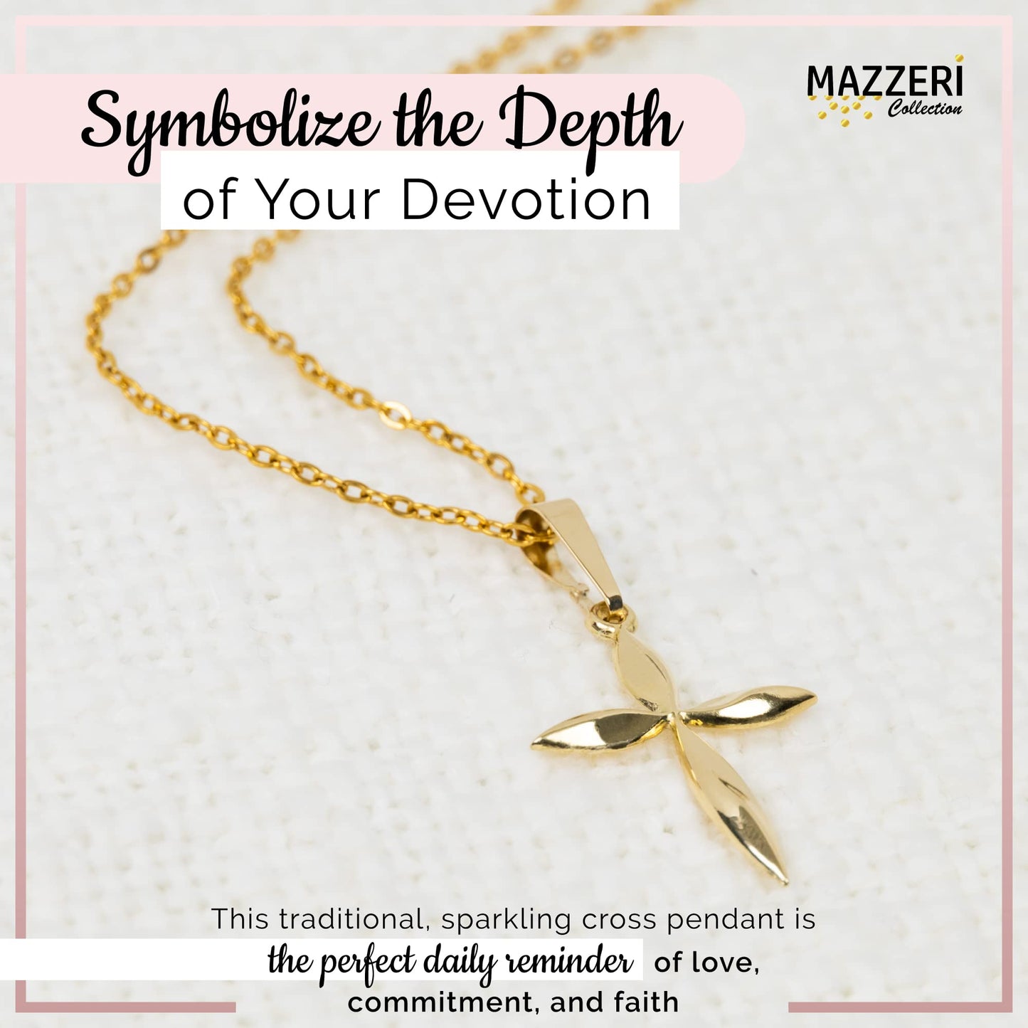14k Gold Cross Pendant - Angel Design
