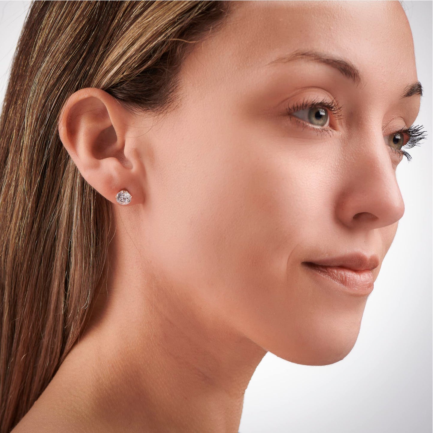 MAZZERI Solid 14k Yellow Gold & Cubic Zirconia Stud Earrings for Women & Men, Hypoallergenic Solitaire Butterfly Pushback Studs for Pierced Ears