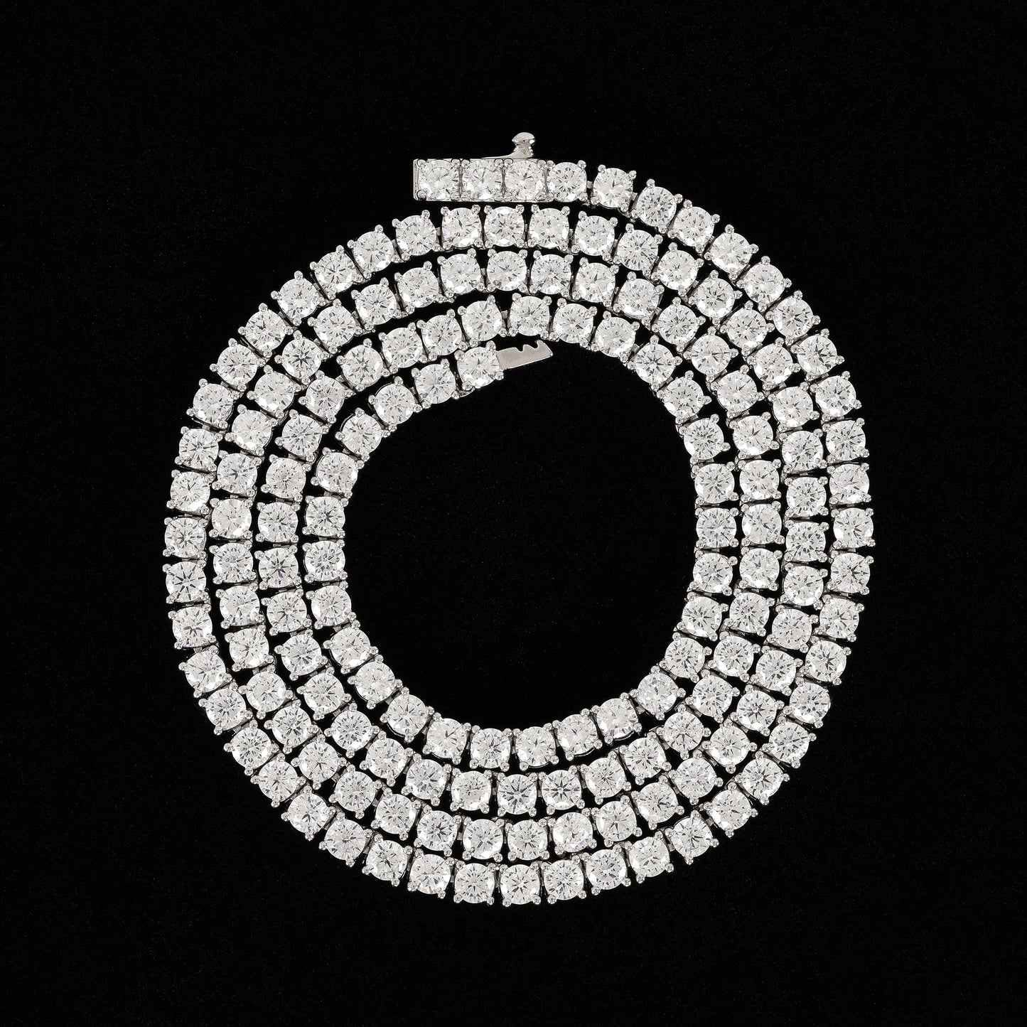 MAZZERI 3.0mm Round Cubic Zirconia Tennis Necklace For Woman And Men - White Gold Plated Hypoallergenic Faux Diamond Chain Necklace