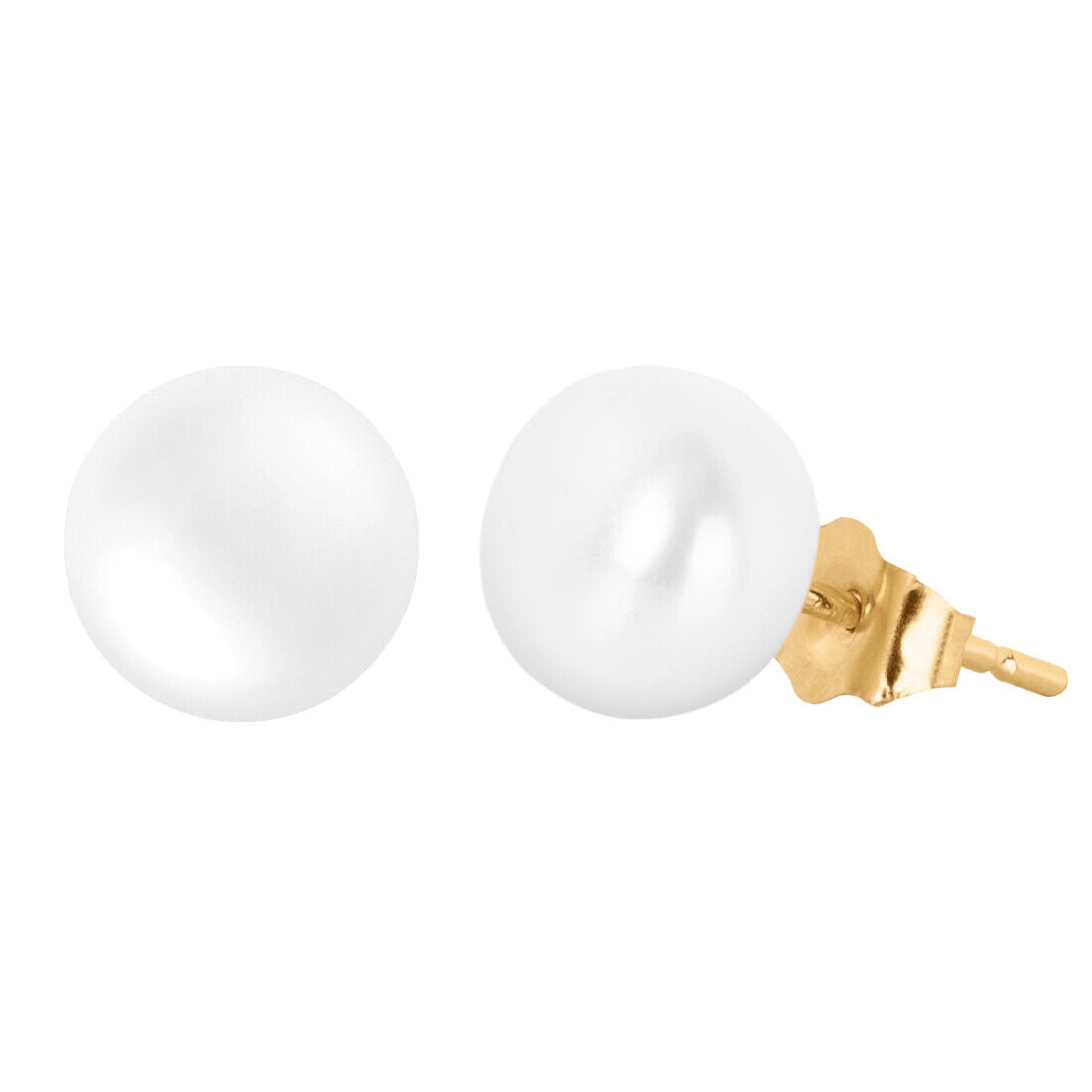 14k Gold Cultured Pearl Stud Earrings For Women And Girls -Various Sizes & Color