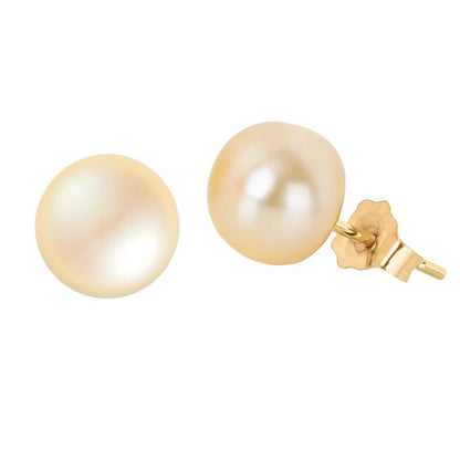 14k Gold Cultured Freshwater Gold Pearl Stud Earrings For Women And Girls