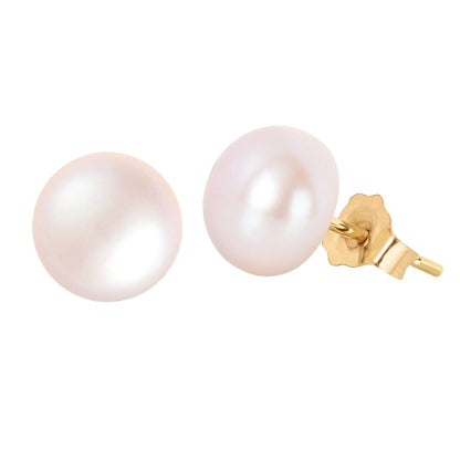 14k Gold Cultured Pearl Stud Earrings For Women And Girls -Various Sizes & Color