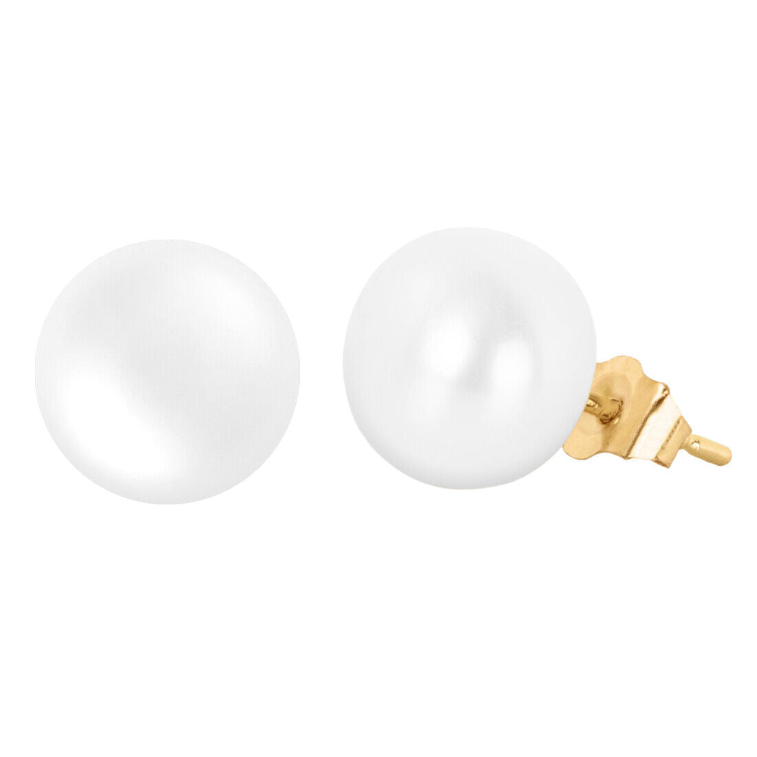 14k Gold Cultured Pearl Stud Earrings For Women And Girls -Various Sizes & Color