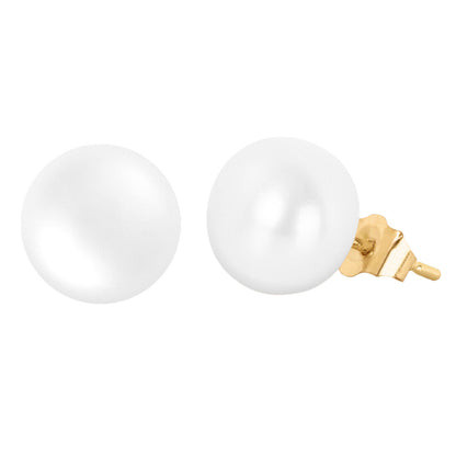 14k Gold Cultured Pearl Stud Earrings For Women And Girls -Various Sizes & Color