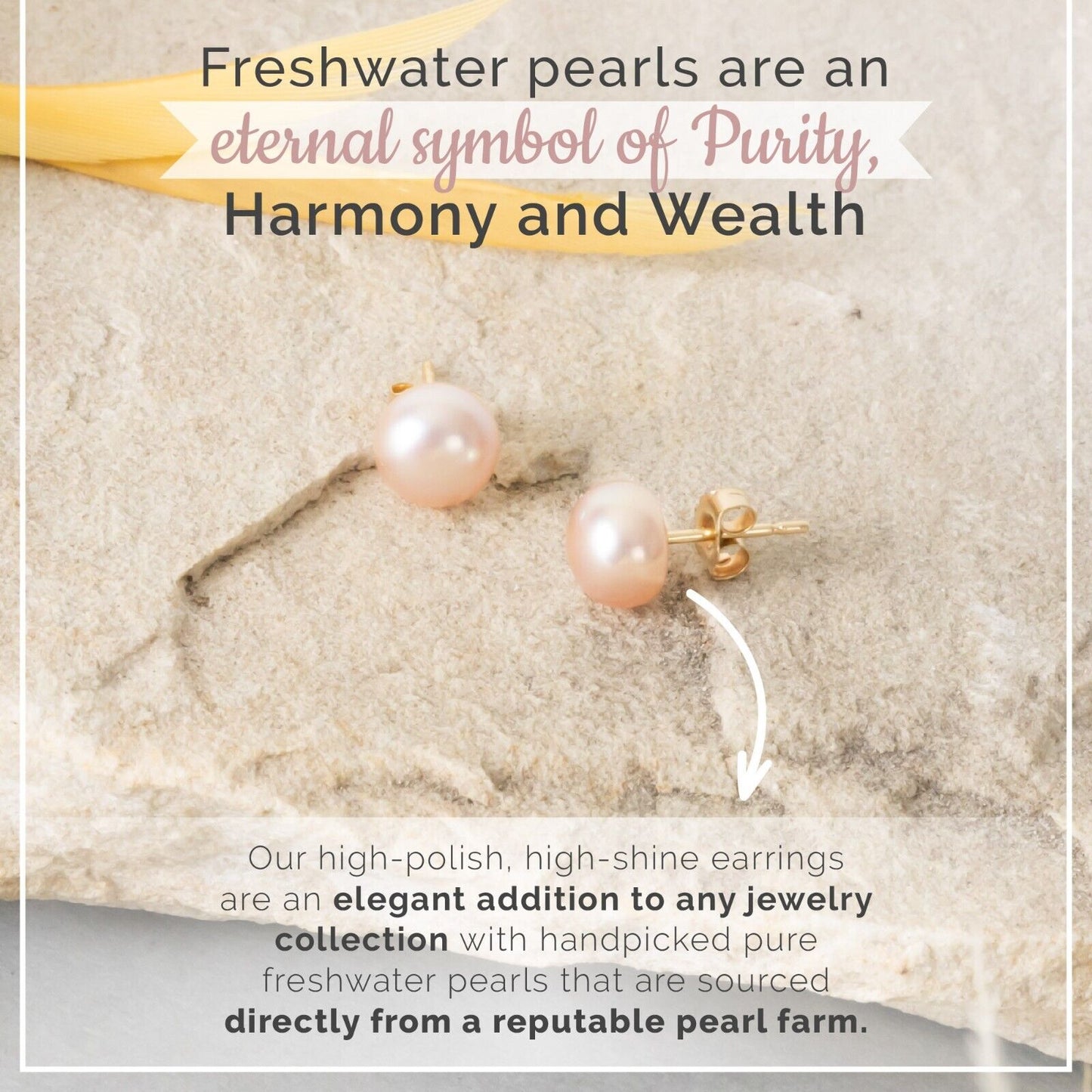 14k Gold Cultured Freshwater Pearl Stud Earrings For Women And Girls