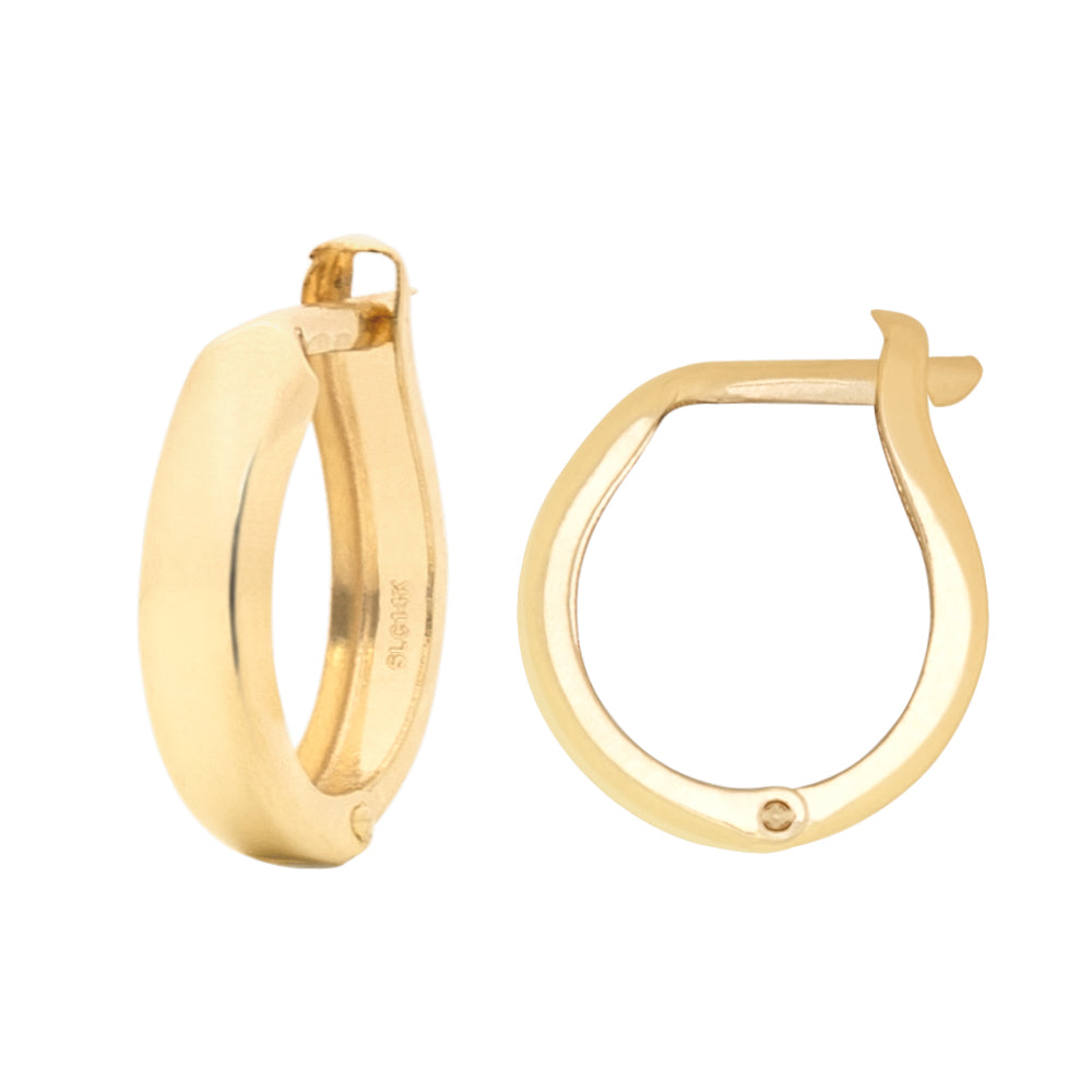 14k Gold Classic Round Huggie Hoop Earrings