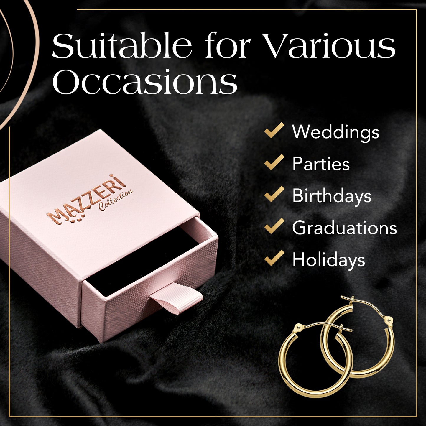 14k Gold Hoop Earrings, 2mm Thick