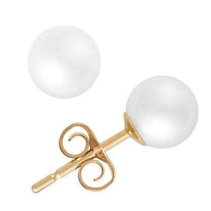 Solid 14k Gold & Freshwater Pearl Stud Earrings for Women, Hypoallergenic Butterfly Pushback Studs for Pierced Ears.