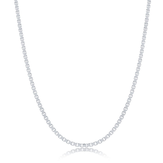 MAZZERI Rhodium Plated 925 Sterling Silver 1mm & 1.6mm Italian Box Chain Necklace 16" - 24"