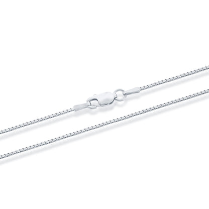 MAZZERI Rhodium Plated 925 Sterling Silver 1mm & 1.6mm Italian Box Chain Necklace 16" - 24"