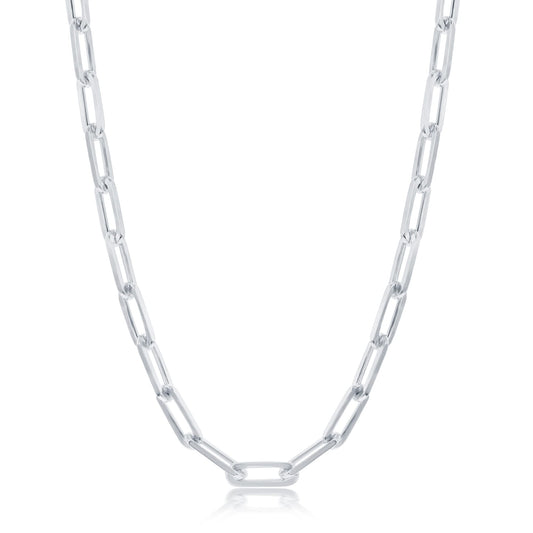 MAZZERI Rhodium Plated 925 Sterling Silver 2.5-3.5mm Paperclip Chain for Men and Women