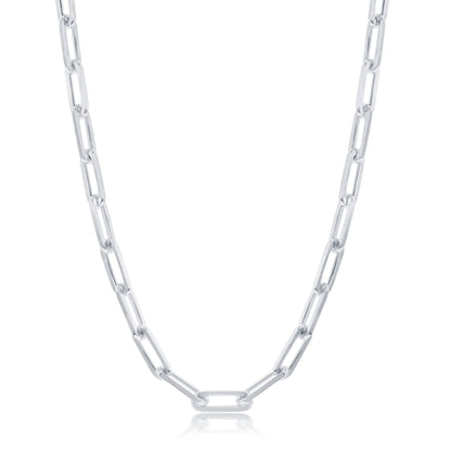 MAZZERI Rhodium Plated 925 Sterling Silver 3.5mm Paperclip Chain for Men and Women