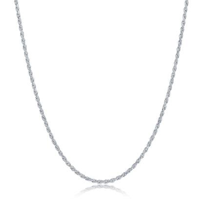 MAZZERI Solid Sterling Silver Italian 1.3mm & 1.6mm Diamond-Cut Braided Rope Chain Necklace for Men Women, 925 Sterling Silver Made in Italy