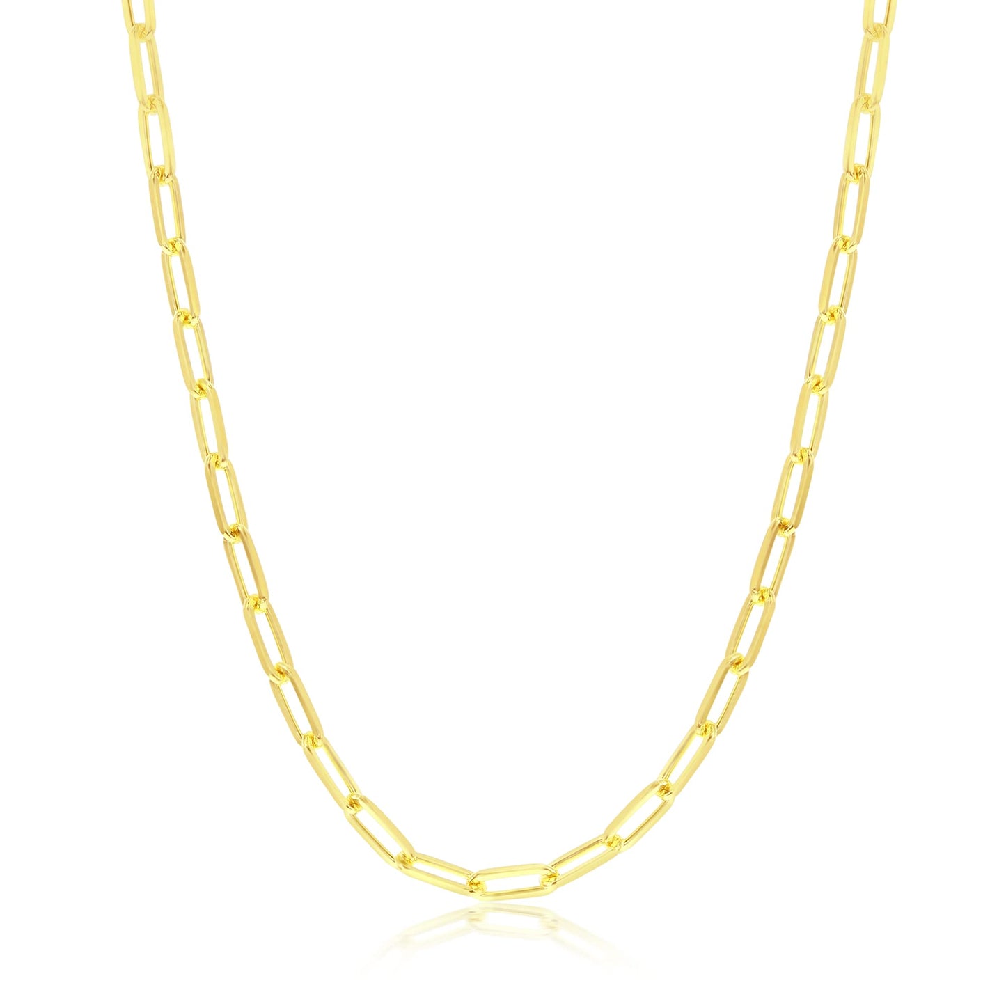 MAZZERI Gold Plated 925 Sterling Silver 2.5mm & 3.5mm Paperclip Chain for Men and Women