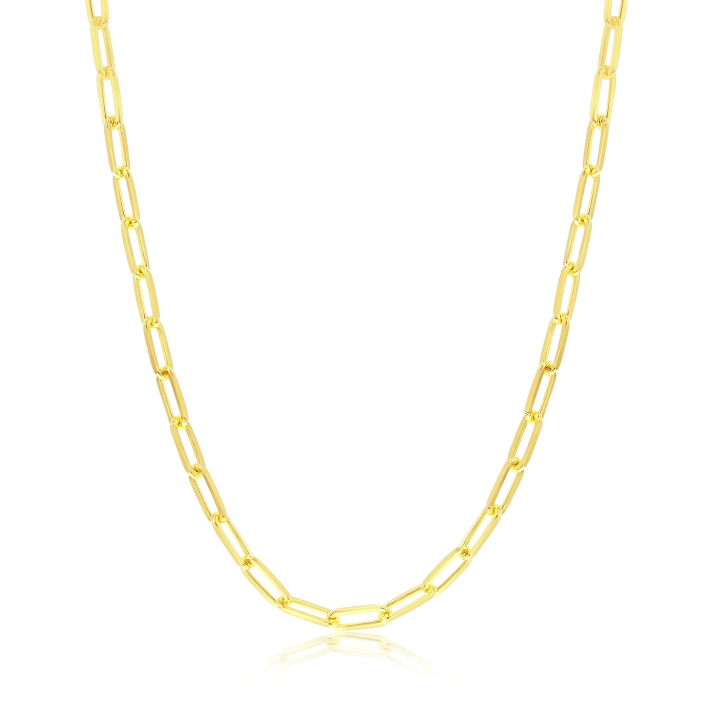 MAZZERI Solid Gold Plated Sterling Silver Italian 2.5 Paperclip Chain Necklace for Men Women, 925 Sterling Silver Made in Italy