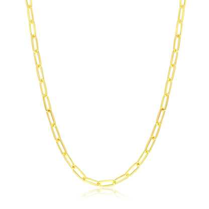 MAZZERI Solid Gold Plated Sterling Silver Italian 2.5 Paperclip Chain Necklace for Men Women, 925 Sterling Silver Made in Italy