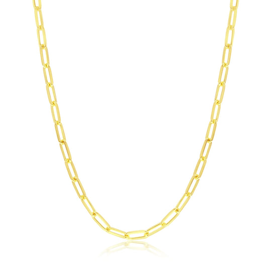MAZZERI Solid Gold Plated Sterling Silver Italian 2.5 Paperclip Chain Necklace for Men Women, 925 Sterling Silver Made in Italy