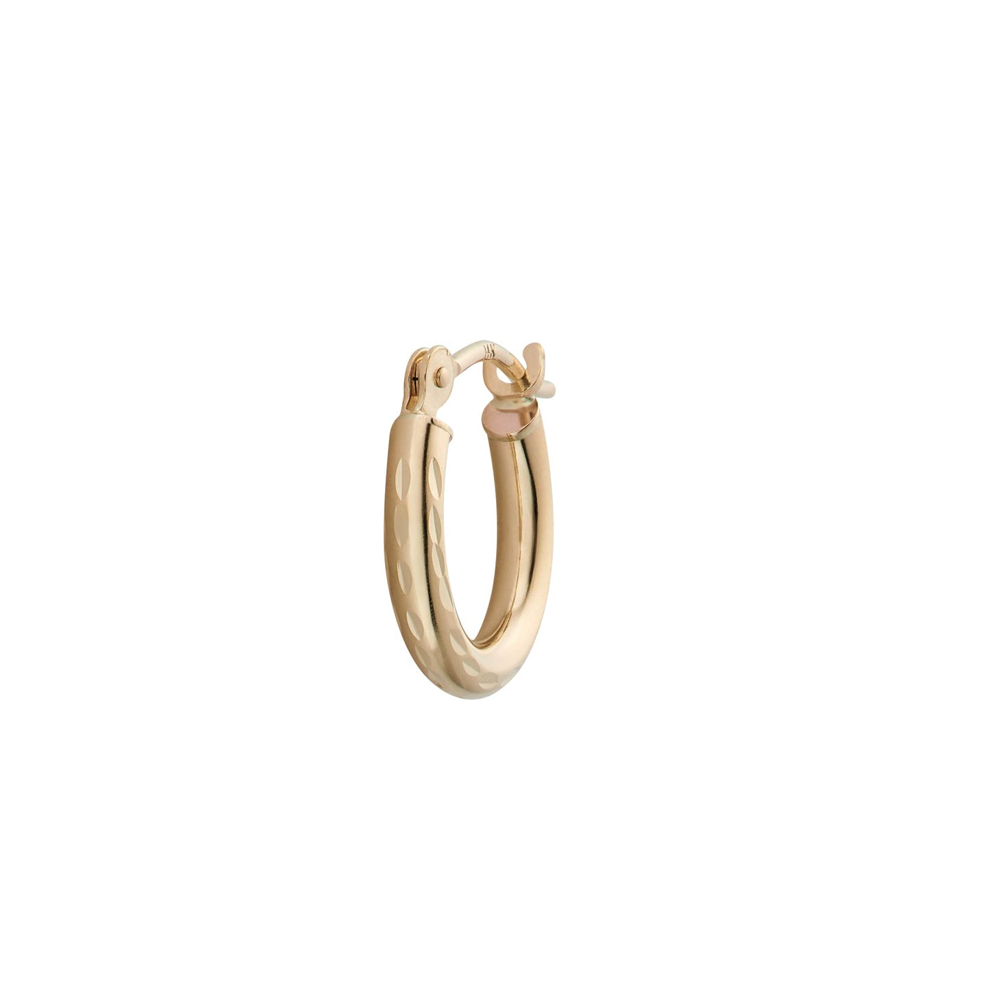 14k Gold Hoop Earrings, 2-mm Thick, Hypoallergenic, - Classic Diamond-cut Design