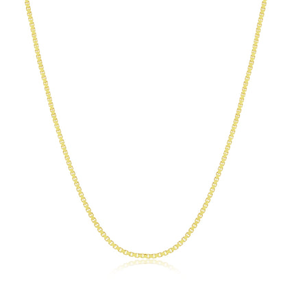 MAZZERI Gold Plated 925 Sterling Silver 1mm & 1.6mm Italian Box Chain Necklace 16" - 24"