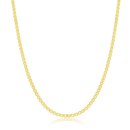 MAZZERI Gold Plated 925 Sterling Silver 1mm & 1.6mm Italian Box Chain Necklace 16" - 24"