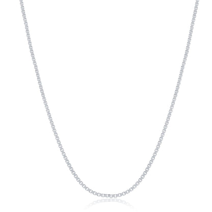 MAZZERI Rhodium Plated 925 Sterling Silver 1mm & 1.6mm Italian Box Chain Necklace 16" - 24"