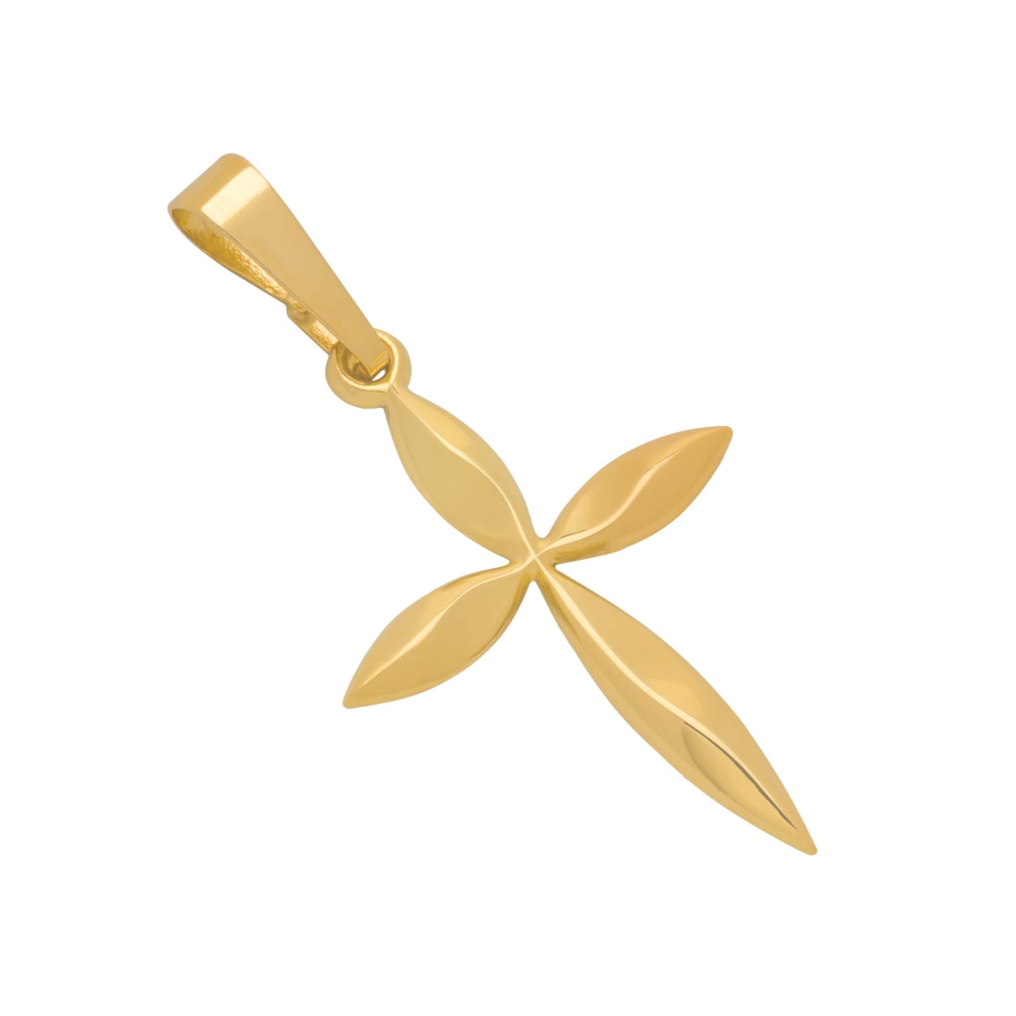 14k Gold Cross Pendant - Angel Design