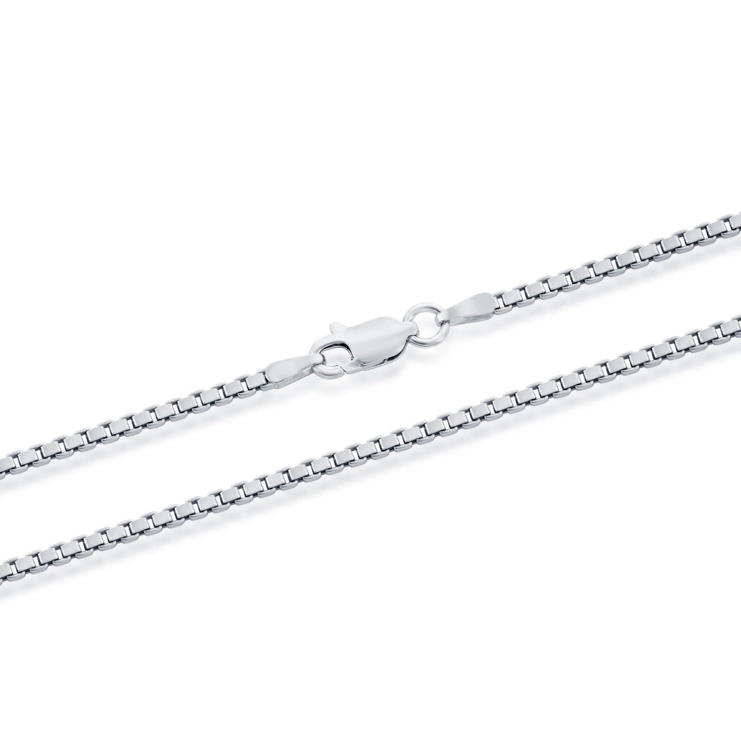 MAZZERI Rhodium Plated 925 Sterling Silver 1mm & 1.6mm Italian Box Chain Necklace 16" - 24"