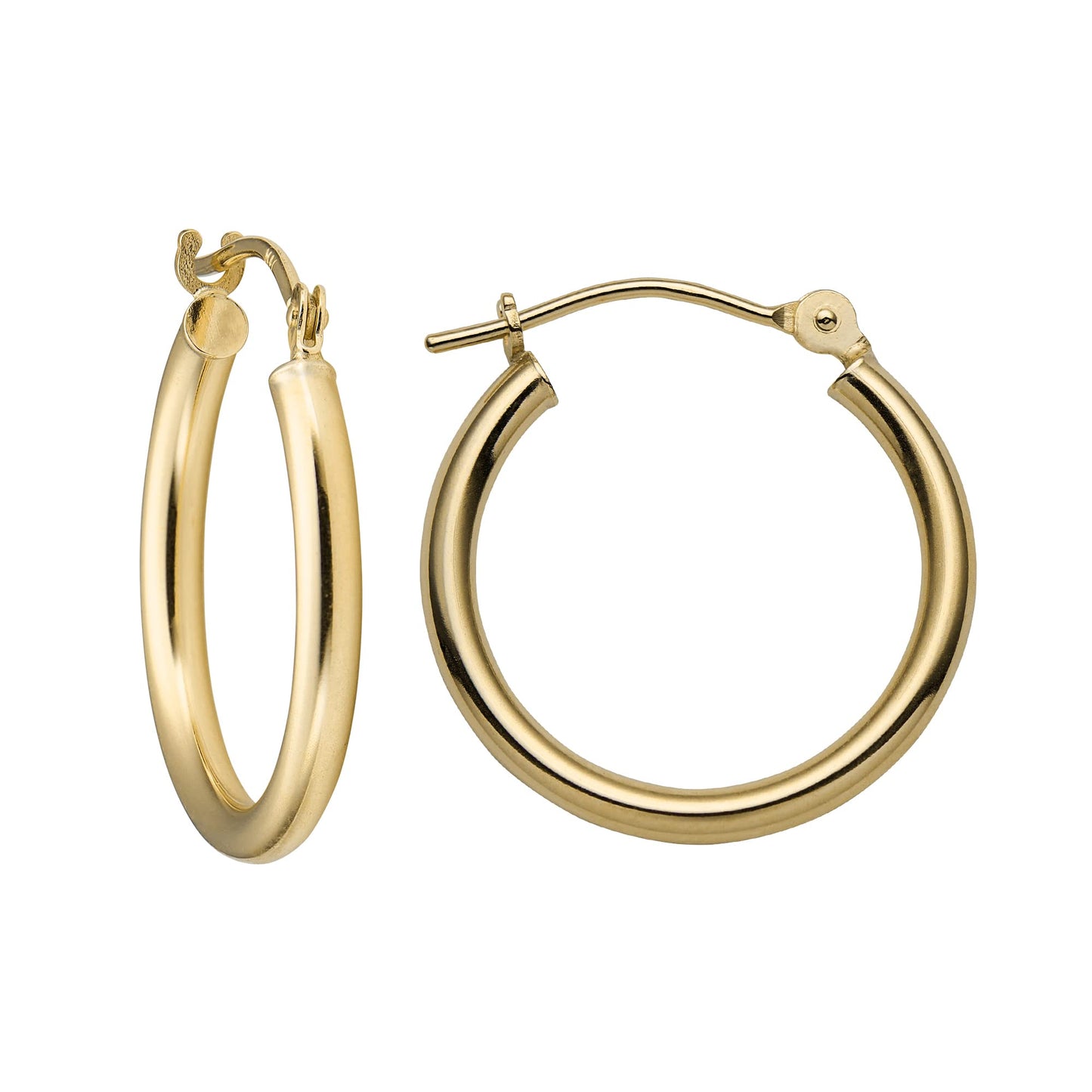 MAZZERI 14k Solid Gold Hoop Earrings For Women, Hypoallergenic, Classic Round Click-Top Closure Gold Hoop Earrings 14k Real Gold