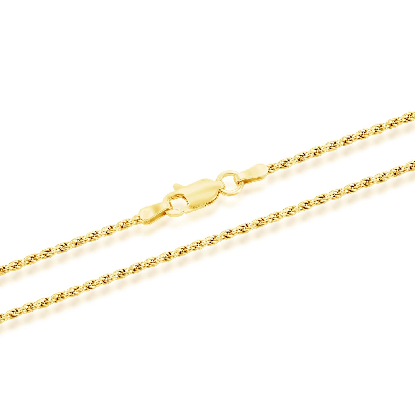 MAZZERI Solid Gold Plated Sterling Silver Italian 1.6mm Diamond-Cut Braided Rope Chain Necklace for Men Women, 925 Sterling Silver Made in Italy