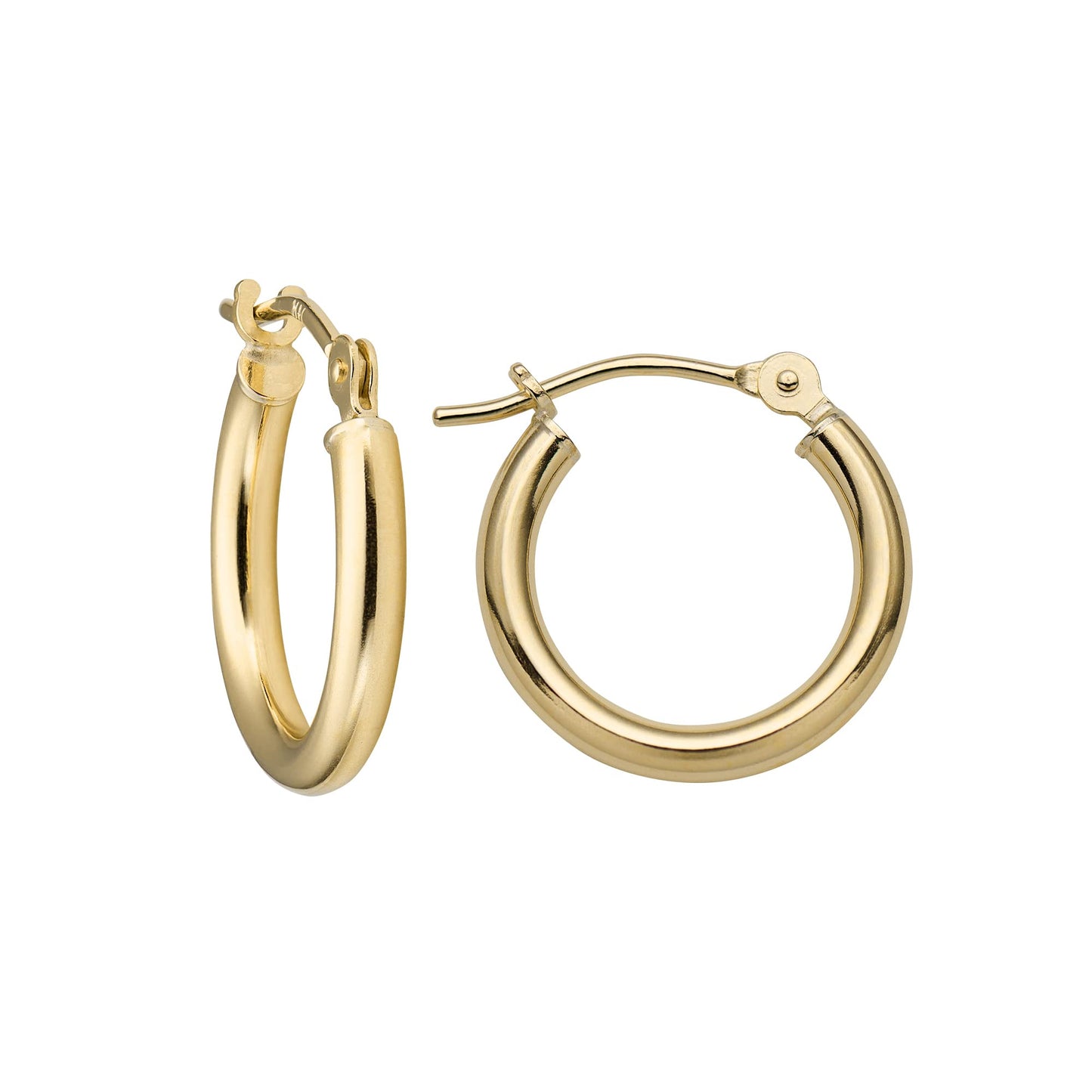 MAZZERI 14k Solid Gold Hoop Earrings For Women, Hypoallergenic, Classic Round Click-Top Closure Gold Hoop Earrings 14k Real Gold