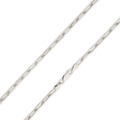 MAZZERI Rhodium Plated 925 Sterling Silver 2.5-3.5mm Paperclip Chain for Men and Women