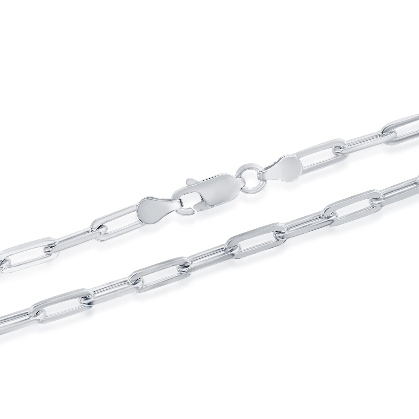 MAZZERI Rhodium Plated 925 Sterling Silver 2.5-3.5mm Paperclip Chain for Men and Women