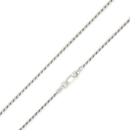 MAZZERI Rhodium Plated 925 Sterling Silver 1.3mm, 1.6mm, 2mm, 3mm Italian Rope Chain Necklace 16" - 24"