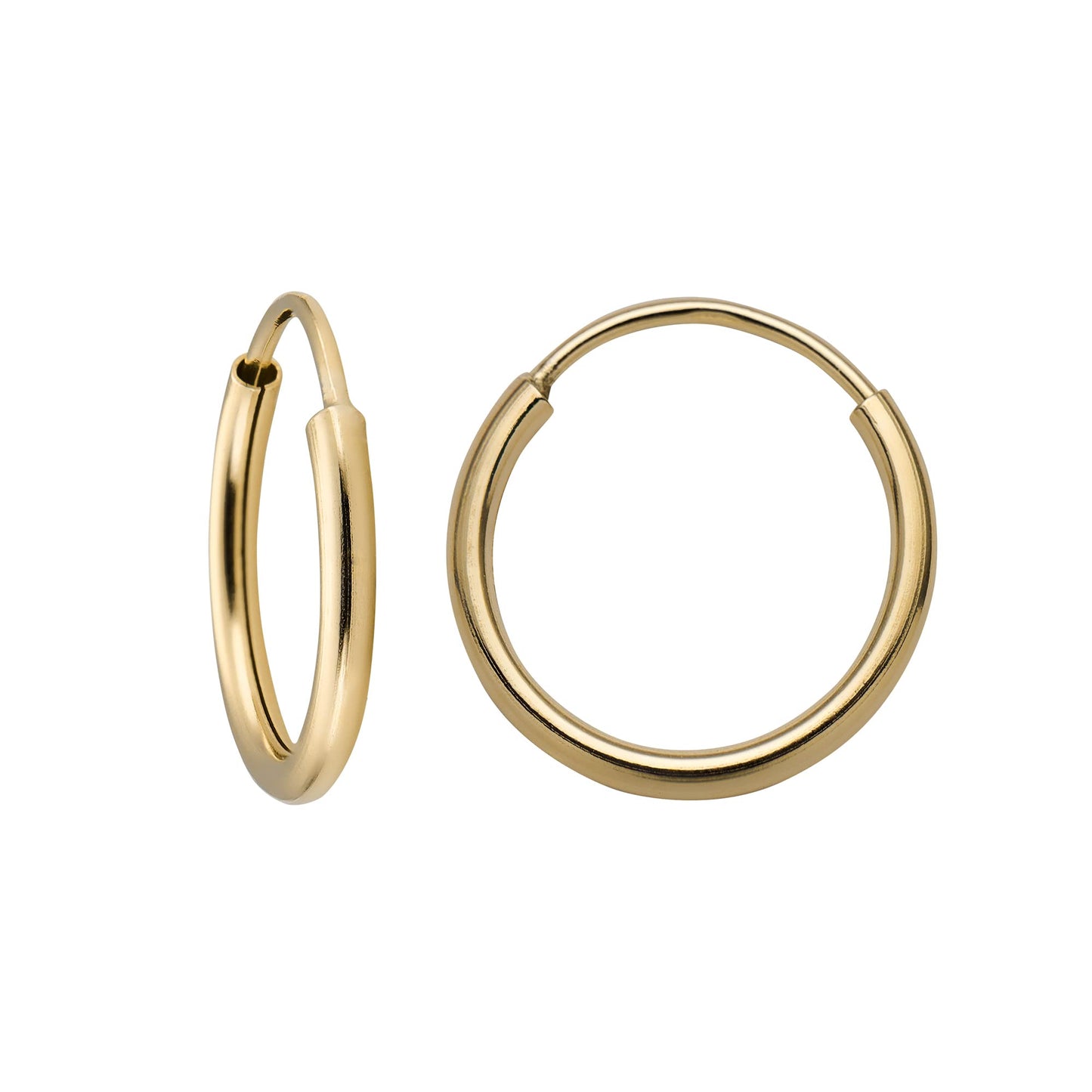 MAZZERI 14k Solid Gold Hoop Earrings For Women, Hypoallergenic, 1-mm thin, Round Endless Closure Gold Hoop Earrings 14k Real Gold