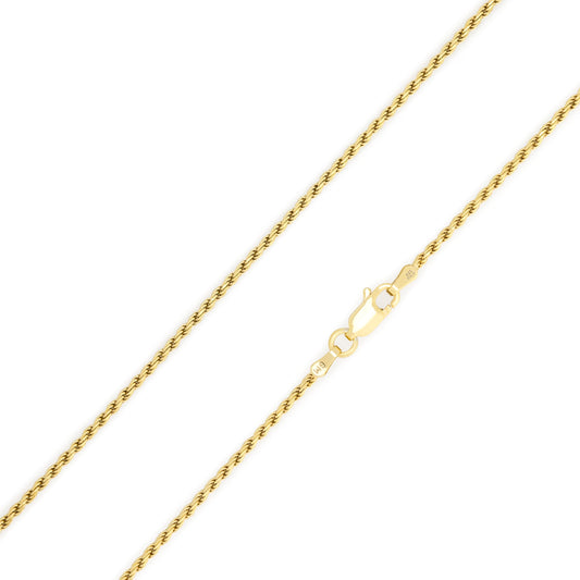 MAZZERI Solid Gold Plated Sterling Silver Italian 1.3mm & 1.6mm Diamond-Cut Braided Rope Chain Necklace for Men Women, 925 Sterling Silver Made in Italy