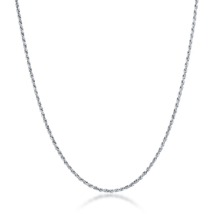 MAZZERI Rhodium Plated 925 Sterling Silver 1.3mm, 1.6mm, 2mm, 3mm Italian Rope Chain Necklace 16" - 24"