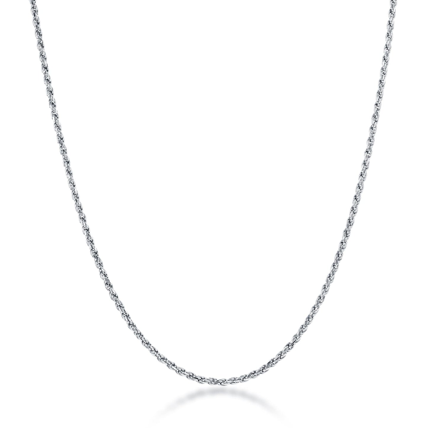 MAZZERI Solid Sterling Silver Italian 1.3mm & 1.6mm Diamond-Cut Braided Rope Chain Necklace for Men Women, 925 Sterling Silver Made in Italy