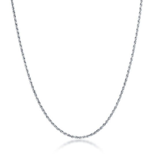 MAZZERI Rhodium Plated 925 Sterling Silver 1.3mm & 1.6mm Italian Rope Chain Necklace 16" - 24"