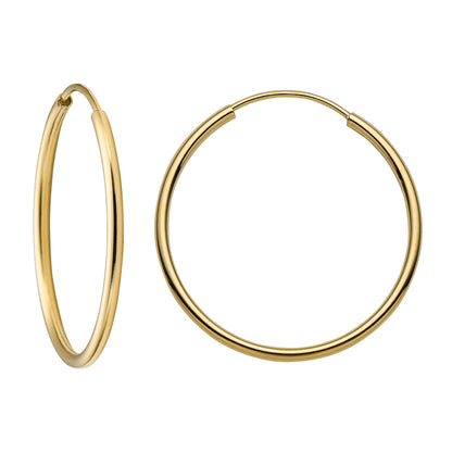 MAZZERI 14k Solid Gold Hoop Earrings For Women, Hypoallergenic, 1-mm thin, Round Endless Closure Gold Hoop Earrings 14k Real Gold