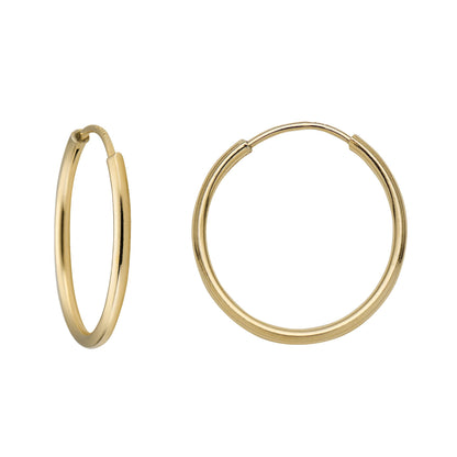 MAZZERI 14k Solid Gold Hoop Earrings For Women, Hypoallergenic, 1-mm thin, Round Endless Closure Gold Hoop Earrings 14k Real Gold